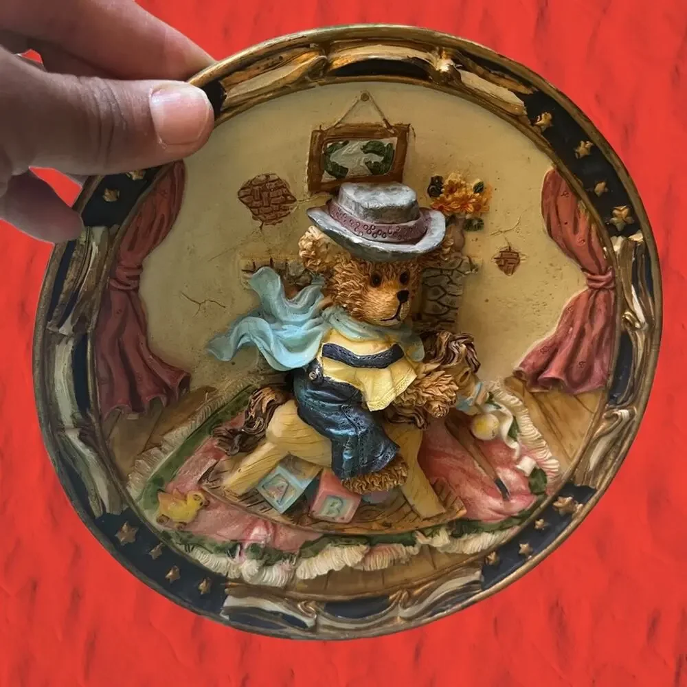 3D Resin Teddy Bear Decorative Plate Rocking Horse Letter Blocks Vintage 80’s